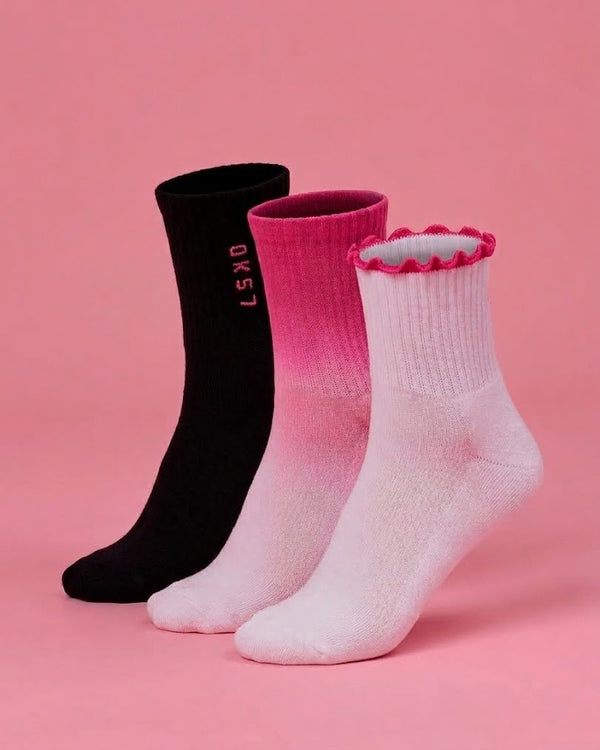 Run Performance Quarter Socks - White-Flame Ombre