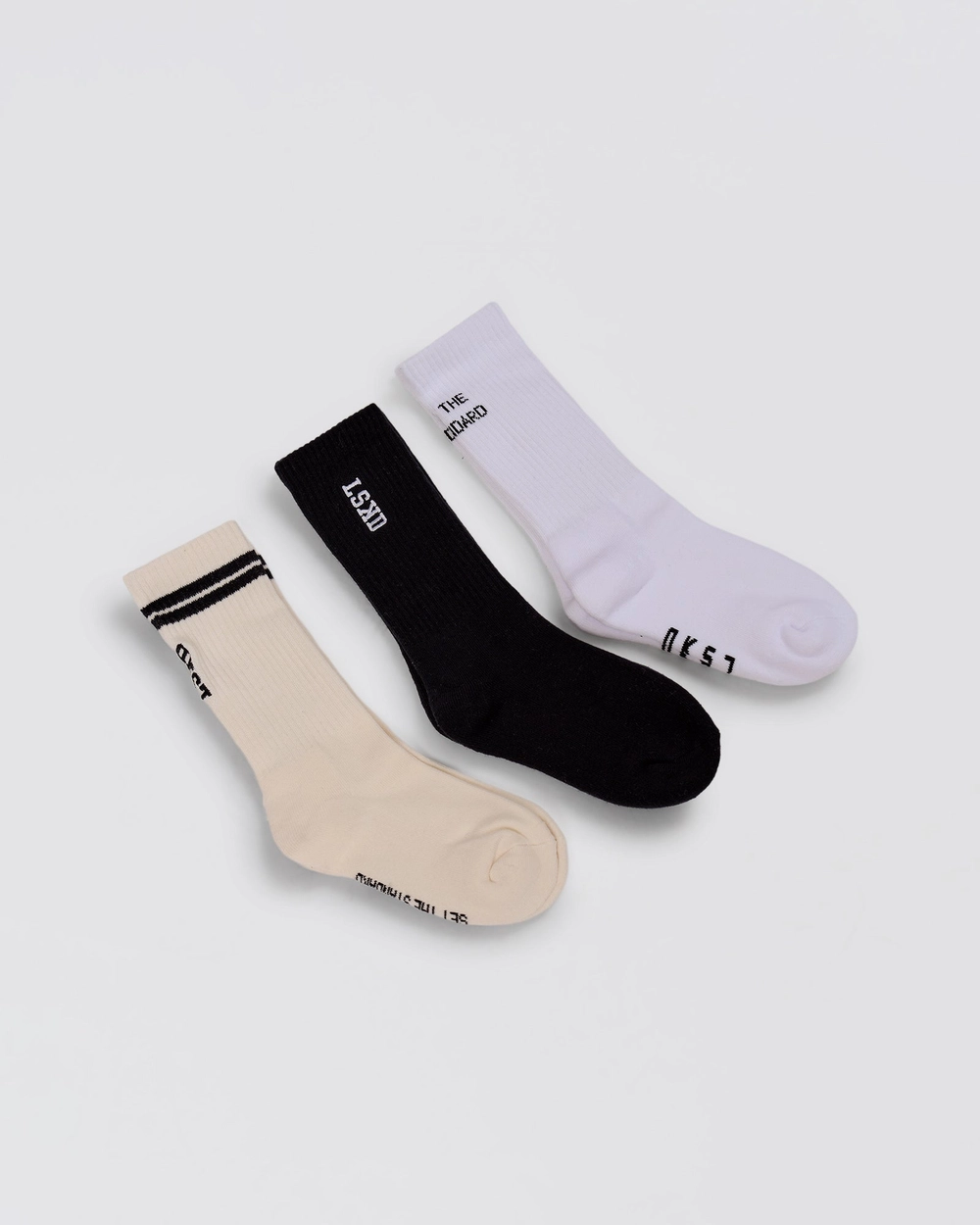 The New Standard Crew Socks 3 Pack - Off White-White-Black